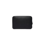 Tommy Hilfiger men central pouch black textured leather clutch with sleek minimalist design and silver-toned zipper pull