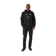 Tommy Hilfiger Schwarzer Herren-Hoodie aus Baumwollmischgewebe mit weißem Logo und rot-weiß-blauem Flaggenemblem auf der Brust