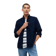 Tommy Hilfiger Herren-Jeanshemd aus marineblauer Baumwolle mit Brusttasche und dezentem Logo am Kragen für lässige Anlässe