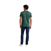Tommy Hilfiger men green organic cotton t shirt with short sleeves and classic crew neck in regular fit