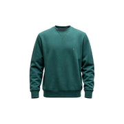 Dunkelgrünes Tommy Hilfiger Herren-Sweatshirt aus Baumwollfleece mit Rundhalsausschnitt und kleinem Logo auf der linken Brust.