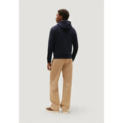 Tommy Hilfiger Sweat à capuche pour homme en coton bleu marine, en maille douce et texturée, avec poignets et ourlet côtelés.