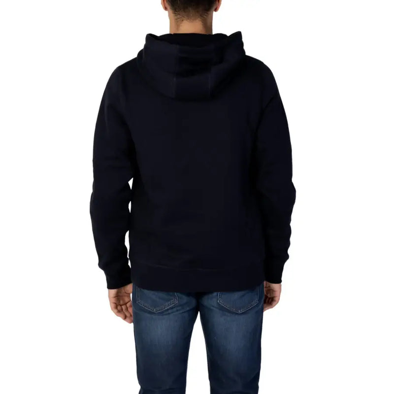Noir Tommy Hilfiger Sweat à capuche pour homme en coton bleu, texture polaire douce, poignets côtelés MW0MW10752
