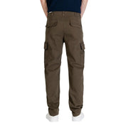 Brown cargo pants with multiple pockets and durable fabric finish paired with tommy hilfiger men jeans green organic cotton trousers