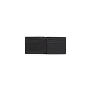 Black leather wallet with multiple card slots and minimalist design from Tommy Hilfiger men wallet collection
