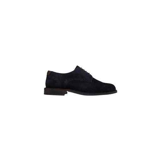 Black suede derby shoe with classic lace up design and dark brown leather accents by tommy hilfiger men leather moccasin shoes white