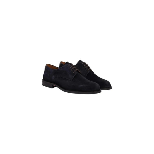 Black suede lace-up dress shoes with dark laces and low heel from Tommy Hilfiger men leather moccasin shoes white collection