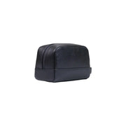 Tommy Hilfiger men leather washbag in black with a textured body, smooth base, and zipper closure small size