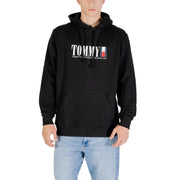 Men’s black Tommy Jeans organic cotton hooded sweatshirt with kangaroo pocket