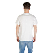 Tommy Hilfiger men organic cotton t shirt beige with simple crew neck and short sleeves made from white cotton