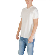 Tommy Hilfiger men organic cotton beige crew neck t shirt with small embroidered logo on left chest