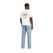 Tommy Hilfiger men organic cotton t shirt white back side with black grid and signature logo print