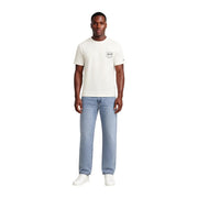 Tommy Hilfiger men organic cotton white t shirt featuring a small embroidered off white Levi’s logo on the chest