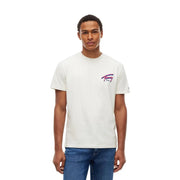 Tommy Hilfiger Weißes Herren-T-Shirt aus Bio-Baumwolle mit farbenfrohem Logo auf der linken Brustseite
