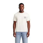 Cream-colored tommy hilfiger men organic cotton short sleeve t shirt with a subtle chest graphic print