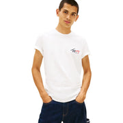 Tommy Hilfiger men organic cotton white t shirt with a small logo on the left chest in classic design