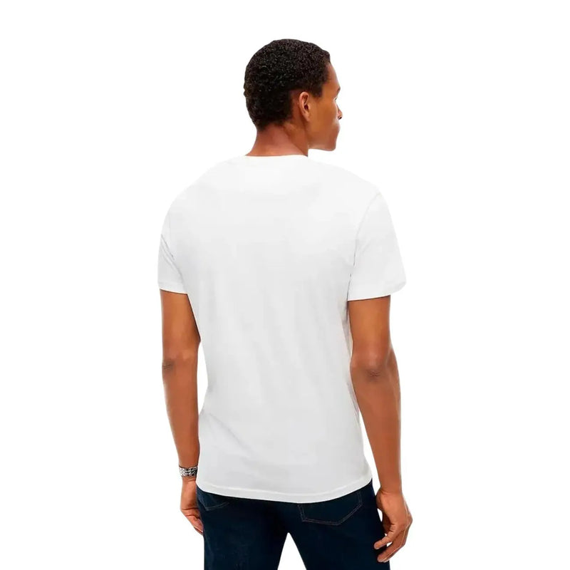 Tommy hilfiger men organic cotton white t shirt with crew neck and short sleeves in front view