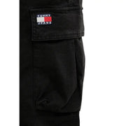 Tommy Hilfiger men Otis canvas jeans in black cotton lycra featuring black denim cargo pants with tommy jeans logo patch