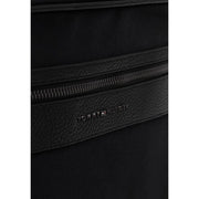Black tommy hilfiger men repreve backpack with textured leather trim and zipper pockets w15cm in black