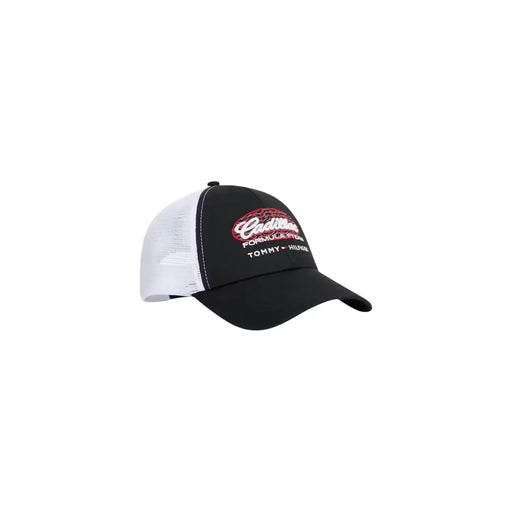 Schwarzweiß Tommy Hilfiger Herren-Truckerkappe aus Bio-Baumwolle mit rot-weißem Cadillac-Formel-1-Teamlogo