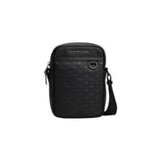 Black tommy hilfiger men shoulder bag with textured woven polyurethane and sleek minimalist crossbody design