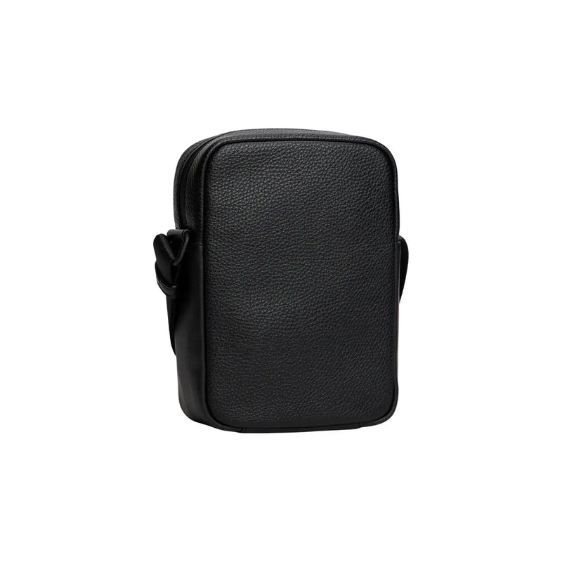 Black textured leather crossbody bag with sleek minimalist design tommy hilfiger men shoulder bag polyurethane