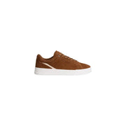 Tommy Hilfiger men sneakers beige suede low-top with white rubber sole and subtle beige accent stripe for fall winter