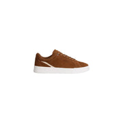 Tommy Hilfiger men sneakers beige suede low-top with white rubber sole and subtle beige accent stripe for fall winter