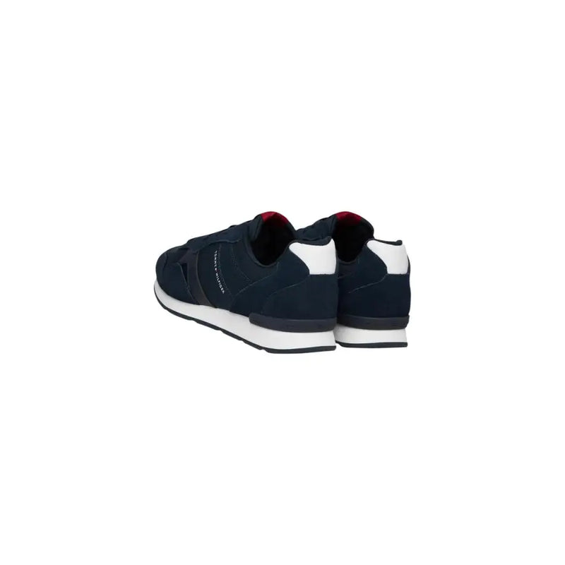 Tommy Hilfiger men sneakers navy blue suede with white rubber soles and red lining model FM0FM05830