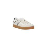 Tommy Hilfiger Weiße Herren-Sneaker aus Leder mit schwarzen Akzenten und hellbrauner Gummisohle im klassischen Design