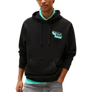 Tommy Hilfiger Sweat-shirt à capuche noir en coton biologique pour homme, doublure intérieure turquoise et logo assorti sur la poitrine.
