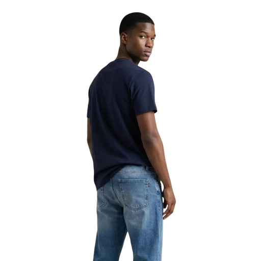 Navy blue cotton crew neck short sleeve t-shirt for men by Tommy Hilfiger Jeans