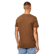 Tommy Hilfiger slim camel organic cotton men t shirt in brown with simple crew neck and short sleeves