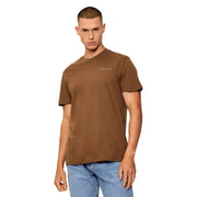 Tommy Hilfiger men slim camel t shirt made of organic cotton with a subtle embroidered logo on the chest