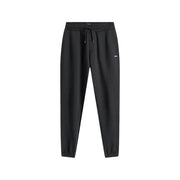 Tommy Hilfiger men slim black cotton fleece jogger pants with drawstring waistband elastic cuffs and logo patch on thigh