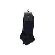 Schwarze Tommy Hilfiger Herren-Knöchelsocken, 2er-Set, mit vertikalem Markenlogo für den Alltag