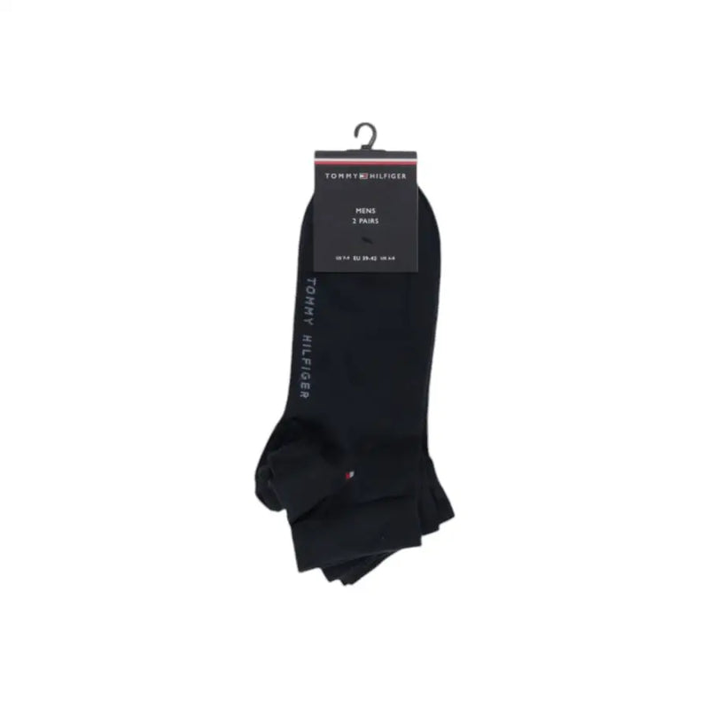 Schwarze Tommy Hilfiger Herren-Knöchelsocken, 2er-Set, mit vertikalem Markenlogo für den Alltag