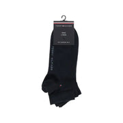 Schwarze Tommy Hilfiger Herren-Knöchelsocken mit Markenetikett und seitlichem Logo im Tommy Hilfiger Herren-Unterwäsche-Set