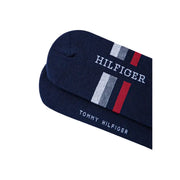 Navy blue Tommy Hilfiger men underwear sock with white and red striped logo detail