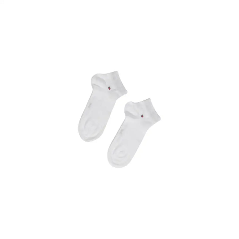 Tommy Hilfiger Weiße Herren-Unterwäsche, Knöchelsocken mit kleinem roten Logo an der Seite für bequemen Tragekomfort im Alltag