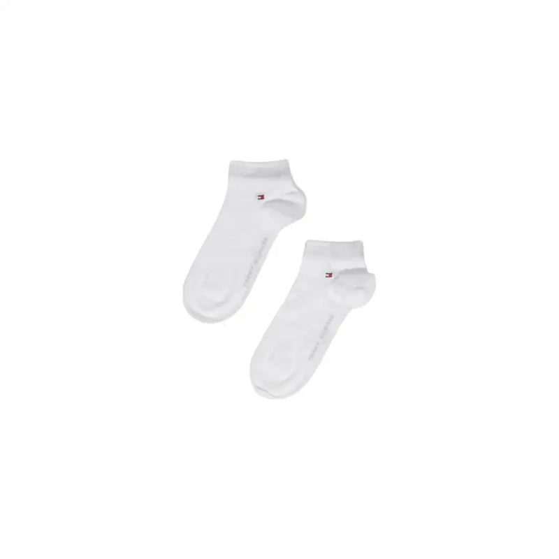 Weiße Knöchelsocken mit kleinem Tommy Hilfiger Logo an der Seite von Tommy Hilfiger Herrenunterwäsche-Kollektion