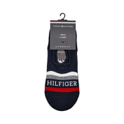 Dunkelblaue Tommy Hilfiger Herren-Sneakersocken mit weißen und roten Streifen und einem markanten weißen Markenlogo-Streifen