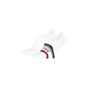 Weiße Knöchelsocken mit marineblau-rot gestreiftem Tommy-Logo von Tommy Hilfiger Herrenunterwäsche-Kollektion