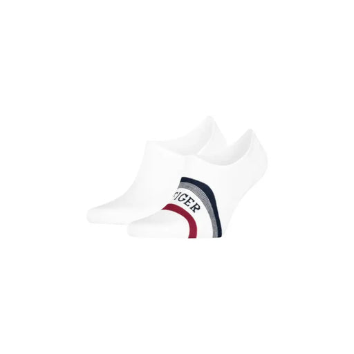 White ankle socks with navy and red striped tommy branding from Tommy Hilfiger men underwear collection