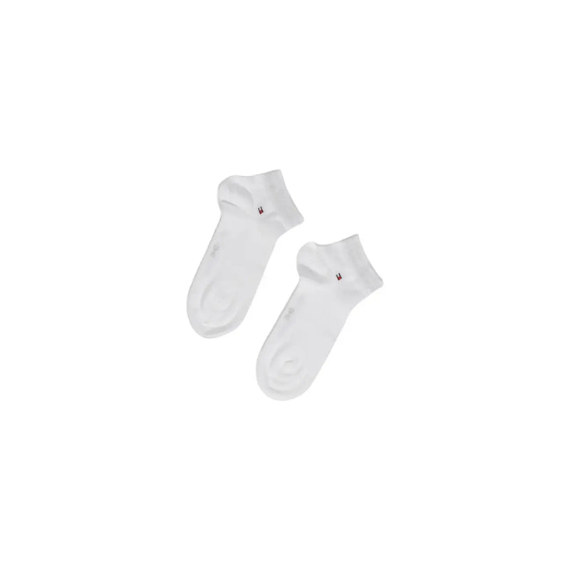 Tommy Hilfiger men underwear white ankle socks with small red logo on the side for comfortable daily wear