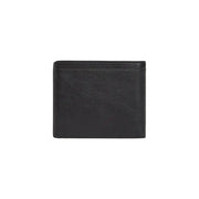 Tommy Hilfiger Herrengeldbörse aus schwarzem, strukturiertem Leder mit präzisen Ziernähten an den Kanten