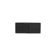 Black leather wallet with multiple card slots and minimalist design from Tommy Hilfiger men wallet collection