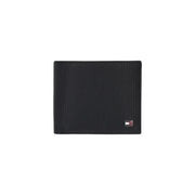 Tommy Hilfiger men wallet in black textured leather with small Tommy Hilfiger flag logo on lower right corner