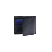 Tommy Hilfiger men wallet black textured leather bi-fold with blue card slots for organized storage
