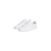 White tommy hilfiger men leather sneakers with laces featuring clean minimalist design and subtle side branding